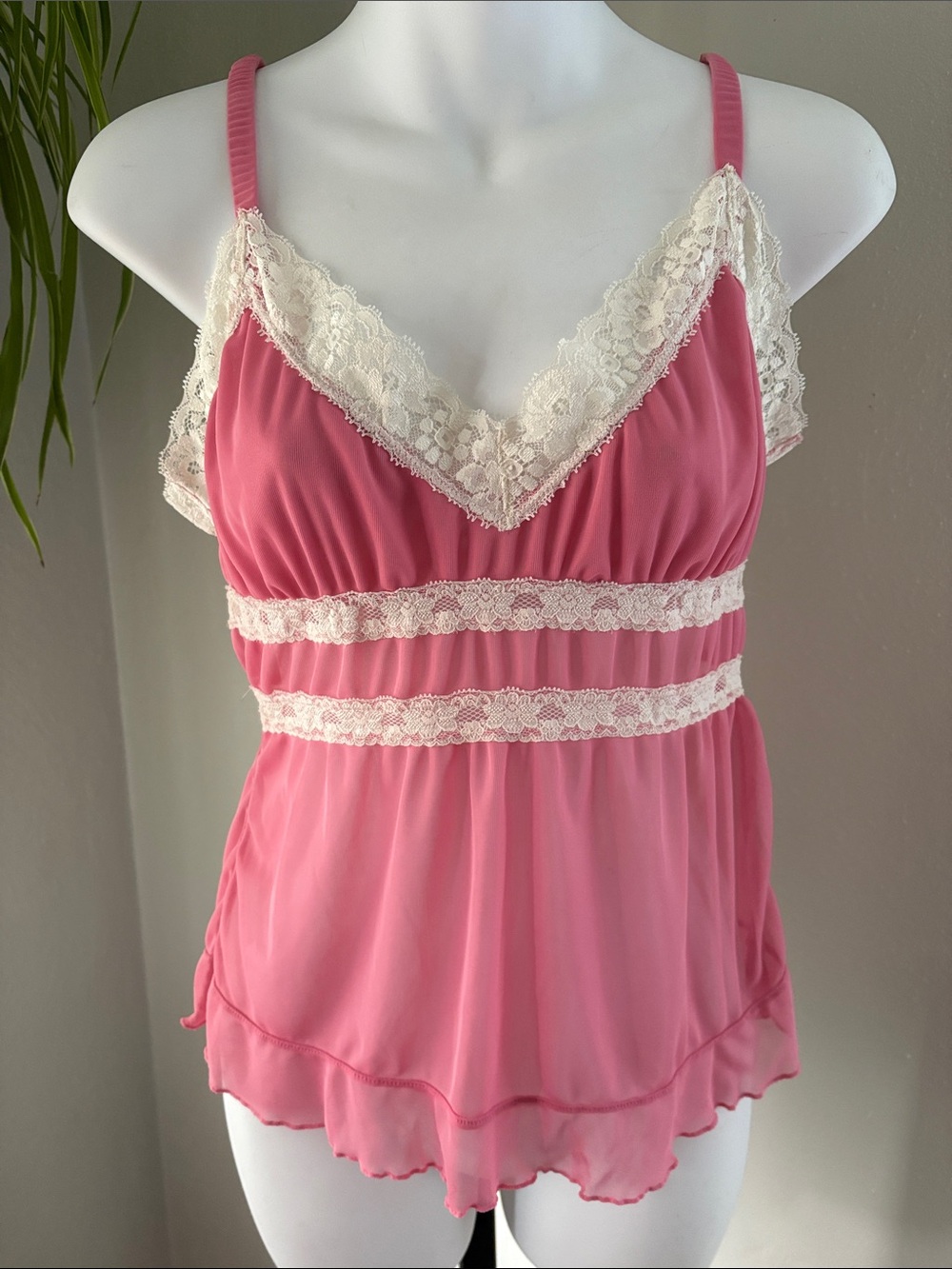 Secret Treasures Pink Lace Trim Camisole